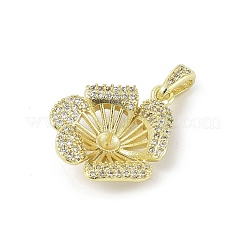 Brass Micro Pave Clear Cubic Zirconia European Dangle Charms Bails&nbsp;KK-K297-56G