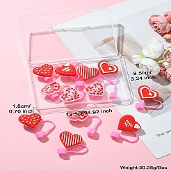 12Pcs 6 Styles Valentine's Day Theme PVC & Silicone Dustproof Straw Cap&nbsp;AJEW-CJ0001-26