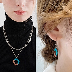 Transparent and Opaque Resin & Walnut Wood Pendants&nbsp;RESI-SZ0001-01