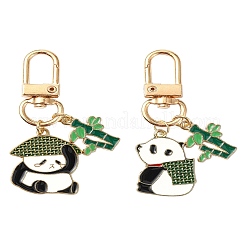 Panda Alloy Enamel Pendant Decorations&nbsp;HJEW-YW00020-01