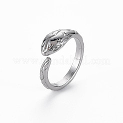 Snake Shape Rack Plating Alloy Cuff Rings&nbsp;RJEW-Q163-024B-RS
