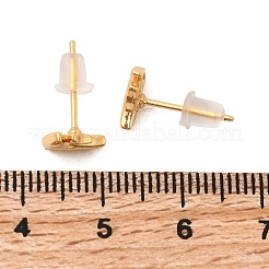 Brass Micro Pave Clear Cubic Zirconia Stud Earrings&nbsp;EJEW-C158-13B-G
