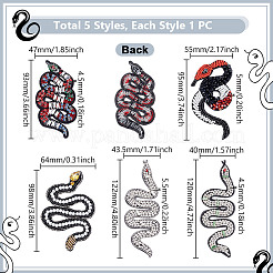 5Pcs 5 Styles Cloth & Rhinestone & Iron Handicraft Appliques&nbsp;PATC-GA0001-64