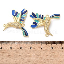 Rack Plating Brass Micro Pave Clear Cubic Zirconia Bird Connector Charms&nbsp;KK-C084-03G-02