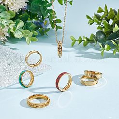 16Pcs 8 Size 201 Stainless Steel Grooved Finger Ring for Men Women&nbsp;RJEW-UN0002-37