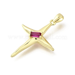 Brass Pave Cubic Zirconia Pendants&nbsp;KK-U072-38G