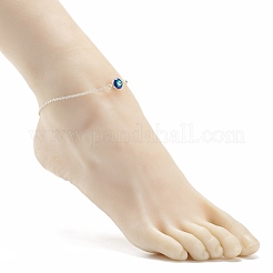 Enamel Evil Eye Link Anklet with 304 Stainless Steel Rolo Chains for Women&nbsp;AJEW-AN00495