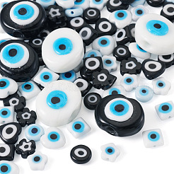 74Pcs 10 Styles Handmade Evil Eye Lampwork Beads&nbsp;LAMP-TA0002-73