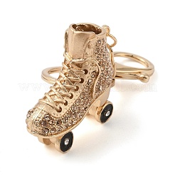 Golden Zinc Alloy with Rhinestone Ice Skates Keychain&nbsp;DIY-B075-01G-03
