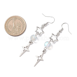 Star Alloy Synthetic Moonstone Bead Dangle Earrings&nbsp;EJEW-JE06790