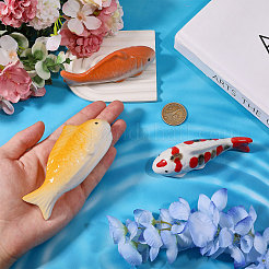 3Pcs 3 Colors Porcelain Fish Display Decoration&nbsp;DJEW-FH0011-48