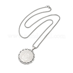 201 Stainless Steel Box Chain Saint Benedict Medal Pendant Necklaces for Women&nbsp;LS-NJEW-M008-01P