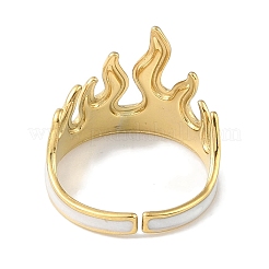 Ion Plating(IP) 304 Stainless Steel Enamel Flame Shape Cuff Finger Rings&nbsp;RJEW-L107-086G-01