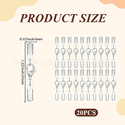 20Pcs 304 Stainless Steel Lobster Claw Clasps with Cord Ends&nbsp;STAS-CL0001-01P