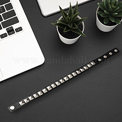 Punk-style Alloy Square Shaped Rivet Imitation Leather Chocker Necklaces&nbsp;NJEW-CL0001-28