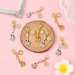 5Pcs Giraffe Alloy Enamel Pendant Decoration&nbsp;HJEW-YW00094-01