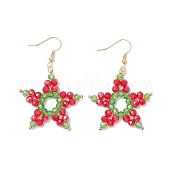 Electroplate Glass Beads Star Dangle Earrings&nbsp;EJEW-TA00667