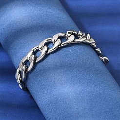 201 Stainless Steel Curb Chain Bracelets for Men&nbsp;STAS-T077-22B-02P