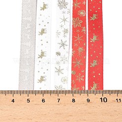 10M  5 Colors Hot Stamping Christmas Polyester Ribbons Set&nbsp;OCOR-XCP0002-03