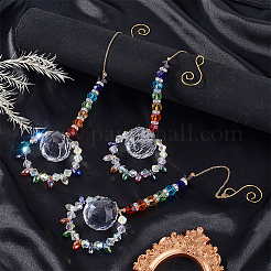 3Pcs Sunflower Copper Wire Glass Hanging Suncatchers&nbsp;HJEW-SP00011