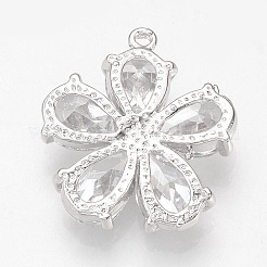Brass Cubic Zirconia Pendants&nbsp;X-ZIRC-Q002-120P