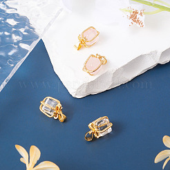 4Pcs 2 Styles Natural Rose Quartz & Quartz Crystal Gift Box Charms&nbsp;G-TA0001-98