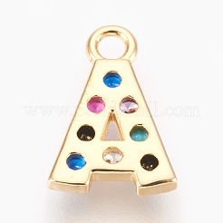 Brass Micro Pave Cubic Zirconia Charms&nbsp;ZIRC-F089-01G-A