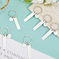 20Pcs 201 Stainless Steel Blank Pendant Keychain&nbsp;KEYC-SC0001-62C