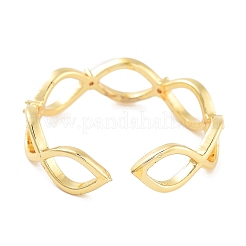 Horse Eye Rack Plating Brass Micro Pave Cubic Zirconia Open Cuff Rings for Women&nbsp;RJEW-Z059-21G