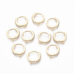 Brass Micro Pave Cubic Zirconia Huggie Hoop Earring Findings&nbsp;KK-T063-013-NF