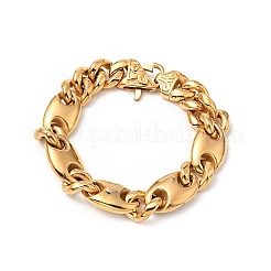 Crystal Rhinestone Coffee Bean Link Chain Bracelet&nbsp;BJEW-E009-01G