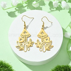 Hollow Mushroom 201 Stainless Steel Dangle Earrings&nbsp;EJEW-TA00389-01