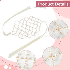 Plastic Imitation Pearl and Polyester Mesh Headbands&nbsp;AJEW-WH20080-60A
