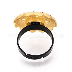 Adjustable Flower Alloy & Iron Rhinestone Bezel Cup Ring Base with Rotatable Tray&nbsp;MAK-T012-03G