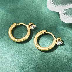 304 Stainless Steel Ring with Heart Hoop Earrings&nbsp;EJEW-K268-37G