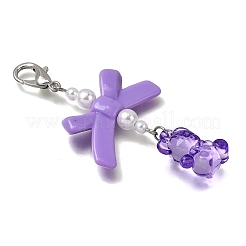 Acrylic Bear with Bowknot Pendant Decorations&nbsp;HJEW-JM04101