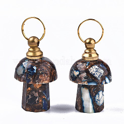 Assembled Synthetic Bronzite and Imperial Jasper Openable Perfume Bottle Pendants&nbsp;LS-G-S366-057F