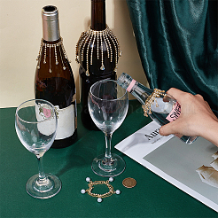 4Pcs Brass & Iron Rhinestone Wine Glass Charms&nbsp;HJEW-OC00281