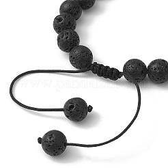Dyed Natural Lava Rock Round Braided Bead Bracelets&nbsp;BJEW-JB09905