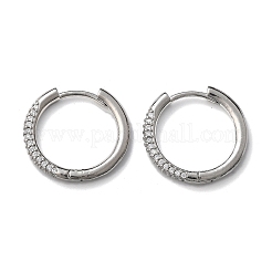 Brass Micro Pave Cubic Zirconia Huggie Hoop Earrings&nbsp;LS-EJEW-K083-36P-B