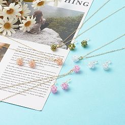 Cubic Zirconia Pendant Necklaces and Stud Earrings Jewelry Sets&nbsp;SJEW-JS01211