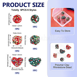 6Pcs 6 Styles Polymer Clay Rhinestone Bead Sets&nbsp;CLAY-TA0001-61