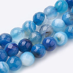 Natural Striped Agate/Banded Agate Beads Strands&nbsp;G-S281-51-6mm