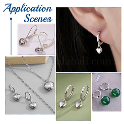 2 Pairs 925 Sterling Silver Hoop Earring Findings&nbsp;STER-UN0001-76
