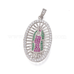 Religion Theme Brass Micro Pave Cubic Zirconia Pendants&nbsp;ZIRC-I032-71P