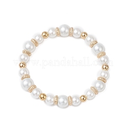 4Pcs 4 Styles Glass Pearl & CCB Plastic Round Beaded Stretch Bracelets for Women&nbsp;BJEW-JB12542