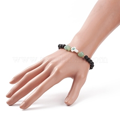 Natural Lava Rock & Gemstone Beaded Stretch Bracelet&nbsp;BJEW-JB08531