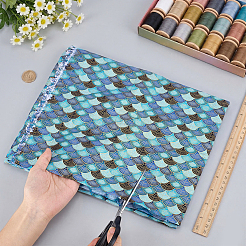 Fish Scales Pattern Cotton Fabric&nbsp;DIY-WH0622-777B