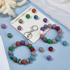 70Pcs 14 Colors Round with Tartan Pattern Good Grade Silicone Focal Beads&nbsp;SIL-HS0001-12