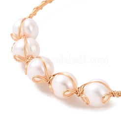 Natural Pearl Beaded Cuff Bangles&nbsp;BJEW-JB09416